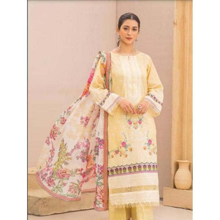 Gul Bano 3 piece printed unstiched lawn suit(free delivery )