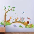 3D Kids Room Decor Removable Cartoon Jungle Forest Trees Animal Wall Sticker. 
