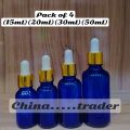 (50ml) Empty High Grade Essential Oil Serum Glass Dropper Refillable Bottle in Color Blue (50ml). 