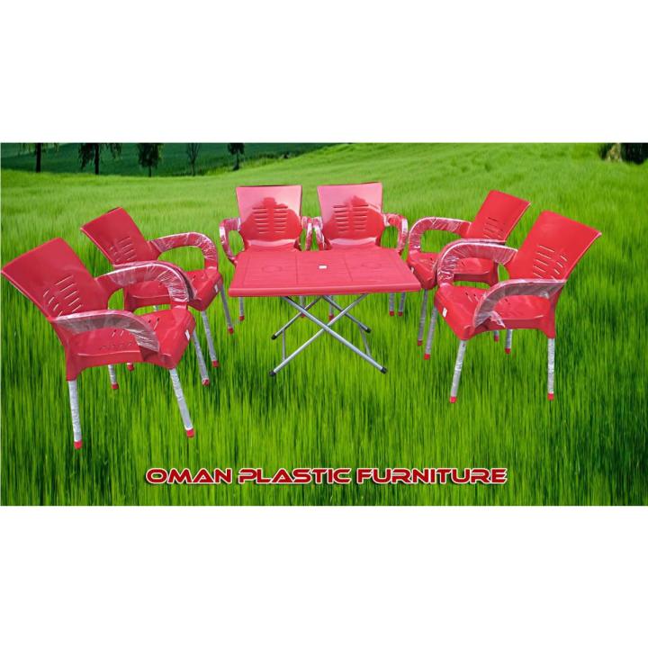 Plastic Chairs set with Table(6 Chairs and 1 Table)