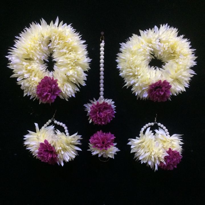 Artificial Flower Bridal Jewellery set in multi colour & used for multi functions.