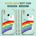 (Free Lanyard) Luxury 6D Plating Case for Realme 3 Back Cover Cartoon Rainbow Side Pattern Soft Silicone Square Phone Cases. 