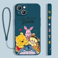 【NEW】Disney Cute Winnie The Pooh Phone Case For Apple iPhone 14 13 12 Mini 11 Pro XS MAX XR X 8 7 6S SE Plus Liquid Left Rope Fundas. 