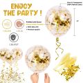 White and Golden Happy Anniversary Decorations for Home Kit with Foil Balloon, Metallic Balloons, Heart Foil Combo 30Pcs for 1st, 25th,50th Wedding Party Decoration, Mom DAD. 