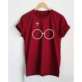 Ace Maroon Cotton Harry Potter Printed Half Sleeves Tshirt For Women. 