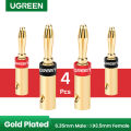 Ugreen 4pcs Speaker Cable Banana Connector Screw Jack Plug Adapter for Speaker Wire Amplifier Audio Video Cable Banana Plug. 