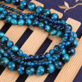 Natural Stone Royal Blue Amber Beads Round Beads For Jewelry Making DIY Couple Bracelet Necklace. 