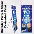Birthday Party Welcome X Stand (Original Panda) With Customize Print Boss Baby Theme Size 2 Feet x 5 Feet. 