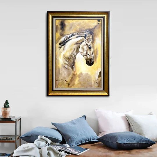 Golden Horse painting | Horse wall painting | Horse room painting|
