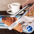 Tongs, Stainless Steel Food Serving Tongs, 9.45 Inches Serving Utensils Perfect for Frying Cooking Grilling BBQ Salad Buffet Steak Toast Bread Pastry Sandwich (Silver). 