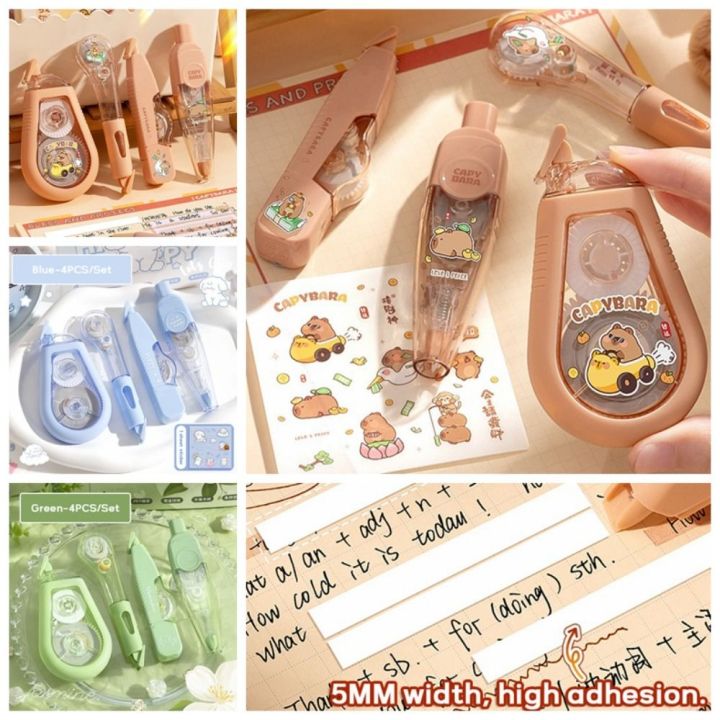 4PCS/Set Multifunctional Silent Correction Tape Capybara Non-repetitive Student Alteration Tape 38M Large Capacity Back To School Gift Silent Coating Tape Student