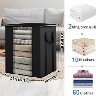 high quality window bag 20" x 20" + 10"  Waterproof Folding Storage Bag Closet Organizer home portable space saver large capacity with Clear Window, Reinforced handle Cloth Box for Wardrobe Pillow Quilt Bedding dual Zipper Bag