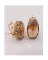 Oval Stud Earings (Champagne). 