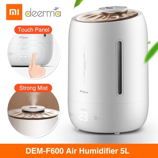 New Xiaomi Deerma F-600 Ultrasonic Air Humidifier Aromatherapy Oil Diffuser Three Gear Touch Temperature Intelligent Mist Maker 5L Capacity