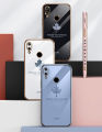 For Huawei Nova 3 Cover + Wrist Strap Fashion Shiny Maple leaf Plating Square Bumper Phone Case Soft TPU Silicone Shockproof Protective Back Cover. 
