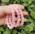 Fashion Pink Crystal Quartz Natural Stone Bracelet Elastic Reiki Healing Energy Strand Bangles Jewelry Beads Lovers Woman Gift. 