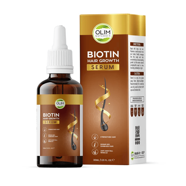 Olim Naturals - Biotin Hair Growth Serum 30 ML | Natural Hair Loss Treatment for Men & Women | Thicker, Fuller, Stronger Hair | Non-Greasy, Lightweight Formula