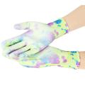 Garden Tools DIY Housework Laboring PU Coated Plam Gloves Printed Style Soft Waterproof Protecting Glove. 