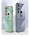 For Infinix Hot 11 Back Cover with Lanyard Fashion Shiny Plating Maple Leaf Design Camera Lens Protection Square Edge Soft Silicone Protective Phone Case. 