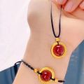 Vietnam sand gold hoop red bean necklace antique dragon pattern peace buckle pendant sand gold transfer beads for men and women wholesale. 