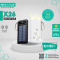 SOVO X26 Power Bank - 10000  mAh Power Bank - Super-Fast Charging Power Bank - Solar Charging - Strong LED Flashlight - 1 Year Official Warranty - Compatible With iOS And Android Devices. 