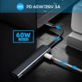 5 in 1 USB-C Hub Adapter, 3.5mm Audio Jack USB 2.0 3.0 Type C 60W PD Docking Station for Laptop Desktop,QC521. 