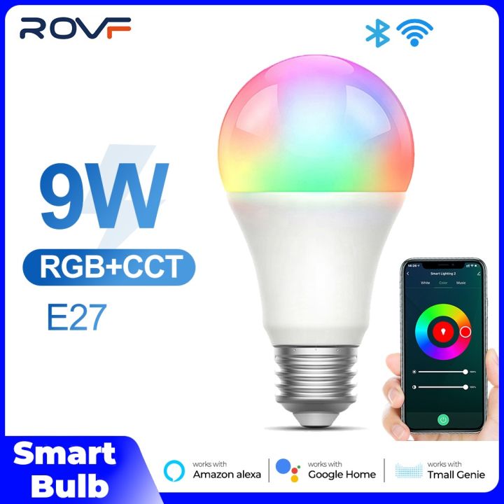 ROVF - WiFi Smart Bulb - 9W - Dimmable LED Light Bulbs -Timing Control - for Tuya Alexa/Google Home