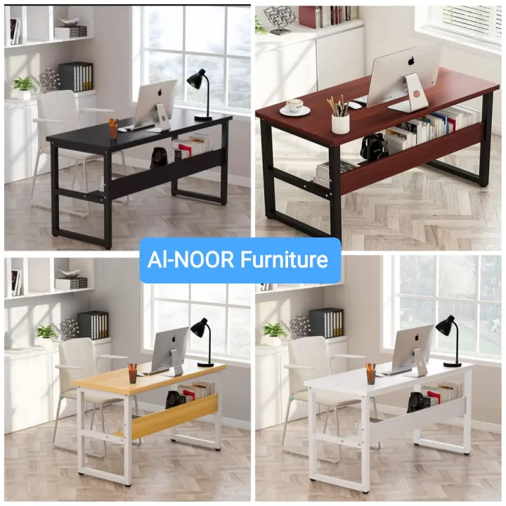 Modern%20Computer%20Desk,%2048%20x%2024%20inch%20Large%20Office%20Desk%20Computer%20Table%20Study%20Writing%20Desk%20Workstation%20for%20Home%20Office,%20Vintage%20Black%20Metal%20Frame%20-%20Image%203