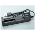 Battery Charger USB 1 Slot Universal Quick Charging Rechargeable Battery Charger for 18650 26650 14500 16340 ABS. 