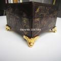 4pcs Brand New Mini Decorative Antique Brass Golden Metal Jewelry Chest Box Wooden Case Feet Leg Corner Protector 29x17mm. 