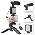 Vloging Video Making AY49 & K555 Smartphone and Camera Vlogging Video Making Kit Studio Kits Video Recording Photography Suit with Microphone LED Fill Light Mini Tripod Kit With Remote. 