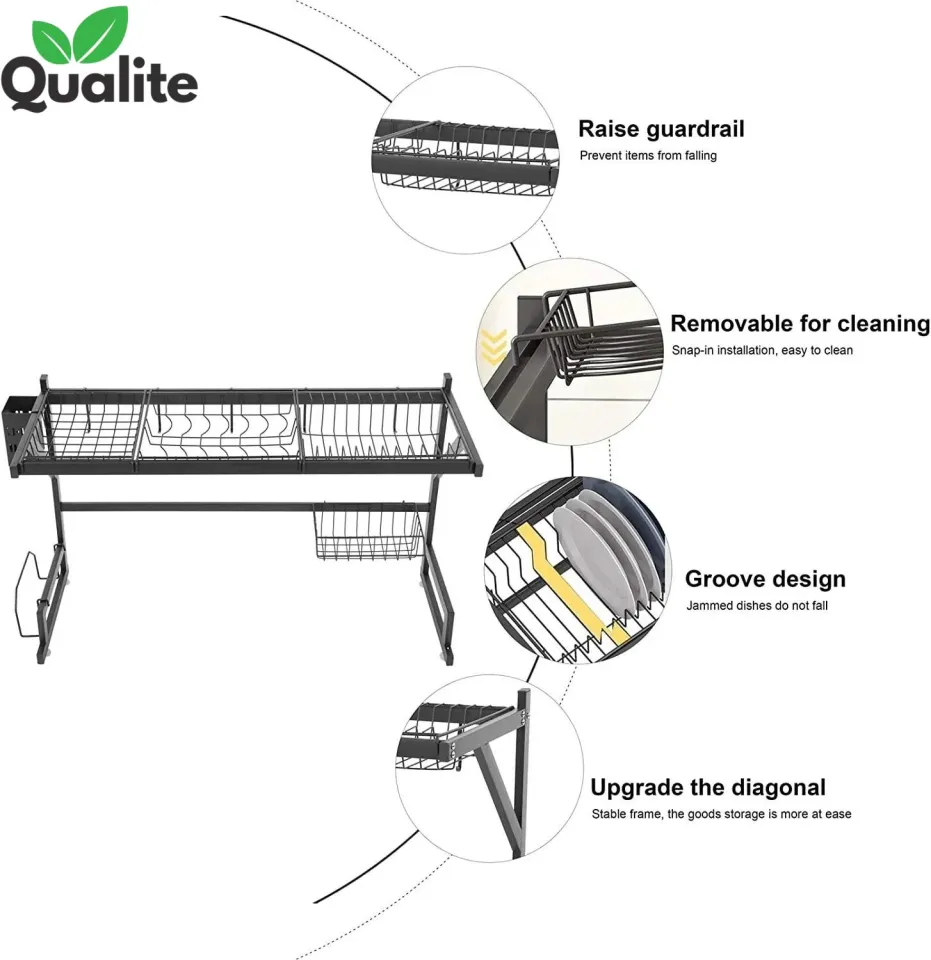 Over Sink Dish Drying Rack, Aluminium Kitchen Shelf with Utensil