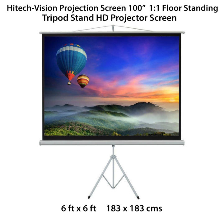 Hitech-Vision Tripod Stand Projector Screen -  Matt White 100"  1:1 ( 6 ft x 6 ft )