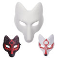 Japanese Kabuki Kitsune Fox Mask PU Unpainted Masquerade Masks DIY Animal Unpainted Craft Mask for Cosplay Costume Accessory. 