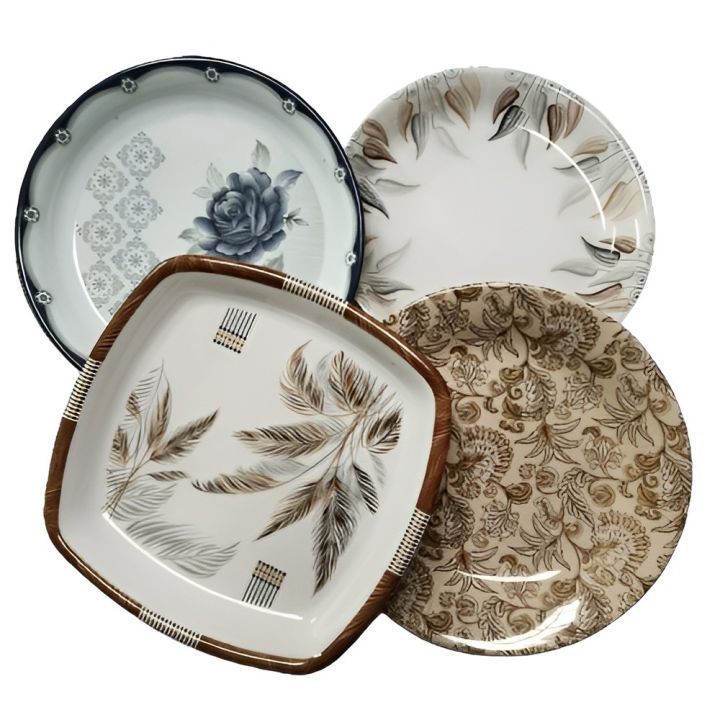 Mini Rice Plates Melamine Dinner Rice Plates (pack of 6) Size (9) inch Double Glazed ...