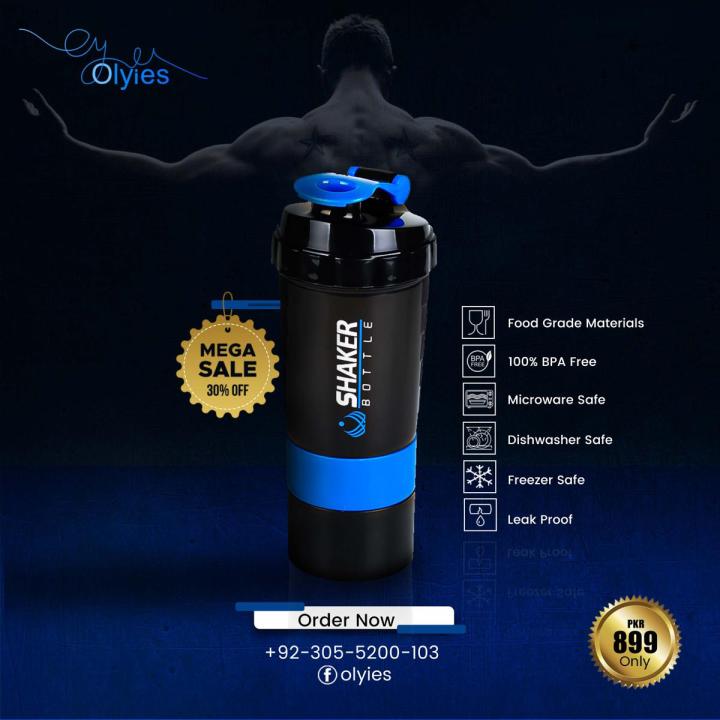 Spidershaker Spider Protein Shaker Bottles 3 in 1 with two storage Cups and ...