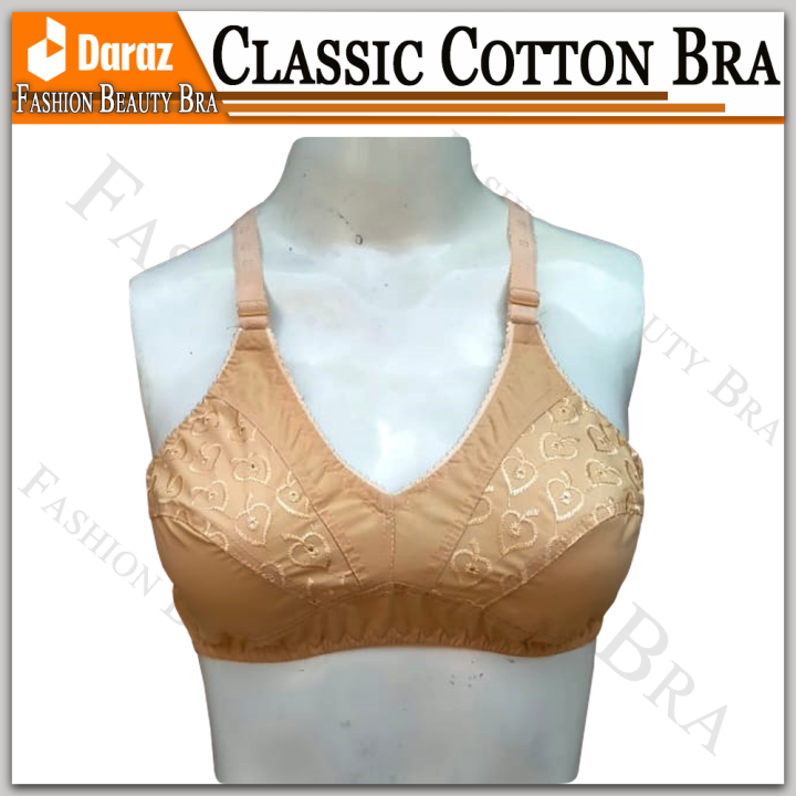 Classic Cotton Fashion Bras for Women Blouse Brazier Brassier Undergarments and Non wired Cotton Brazzer Brassiere For Summer with Chikan Embroidery