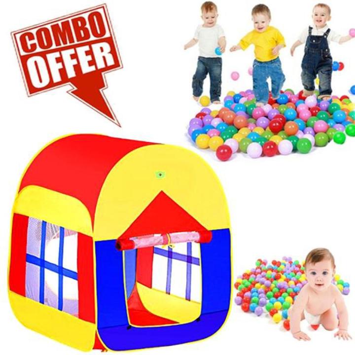 Big Tent House With 50 Soft Plastic Balls For Kids