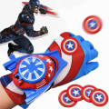 CAPTAIN AMERICA HAND LAUNCHER DISK SHOOTER WITH GLOVES. 