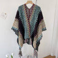 Xu Hongdou with the same Yunnan Lijiang tourism photo ethnic style knitted shawl, women's scarf, cloak and cape. 