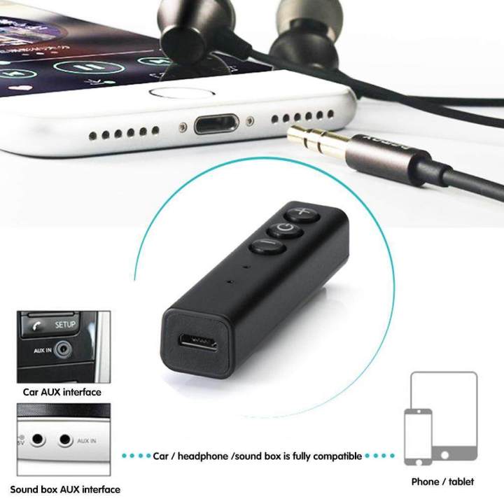 Clip Audio Bluetooth Receiver Headphone Adapter for IPhone 7/8Handsfree Car Kits Wireless Music Adapter with Bluetooth V4.1 for Headsets/Earbuds/Car Audio/Speaker/Home Stereo