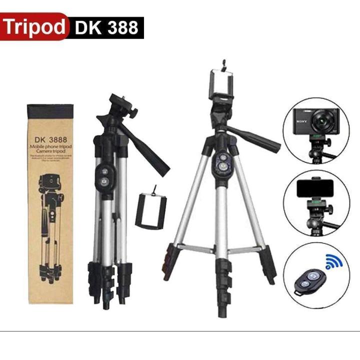 Portable Aluminum DK 3888 Portable Foldable Camera & Mobile Tripod With Bluetooth Wireless Remote shutter aluminum tripod mobile tripod