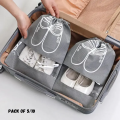 Travel Shoe Storage Bags 5/10 PCS – Non-Woven Dust-Proof Drawstring Organizer with Transparent Visual Window, Breathable Design, Waterproof Pocket, Portable Hanging Bag for Shoes, Clothing, Accessories, Luggage, Closet, Home, Dustproof Organizer Pouch. 