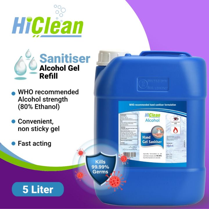 HiClean Alcohol Hand Gel Sanitizer (Refill) - 5 Liter