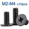 10pcs/lot CM M1.6 M2 M2.5 M3 M4 M5 M6 M8 Black A2-70 Carbon Steel Cross Phillips Ultra Thin Flat Wafer Head Screw Bolt Laptop-10mm x10pcs. 