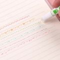 ZT - 6 Colors Kawaii Roller Flower Heart Curve Line Highlighter Pens Roller Fluorescent Marker Drawing DIY Diary School Stationery. 