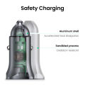 UGREEN USB C Car Charger 40W 36W PPS Aluminum Alloy iPhone Fast Car Charger Adapter PD&QC 3.0 Dual Port Blue LED Compatible with iPhone 16 15 Pro X SE, Galaxy S25 S24 Note20 iPad Pro. 