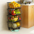 5 Tier Metal Wire Basket Kitchen Rotating Trolley Portable Storage Rack  for Fruits & Vegetable Onion Cutlery, Spice,Jars organizer. 