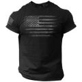 Yfashion Men T Shirt American Flag Printing Sports Tops Fashion Casual Round Neck Short Sleeve Shirt color. 