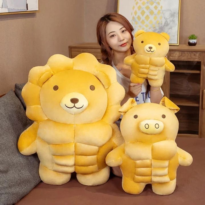 Cute Muscle Body Teddy Bear Plush Toys Stuffed animal Boyfriend Huggable Pillow Chair Cushion Birthday holiday gift for Boy Girl